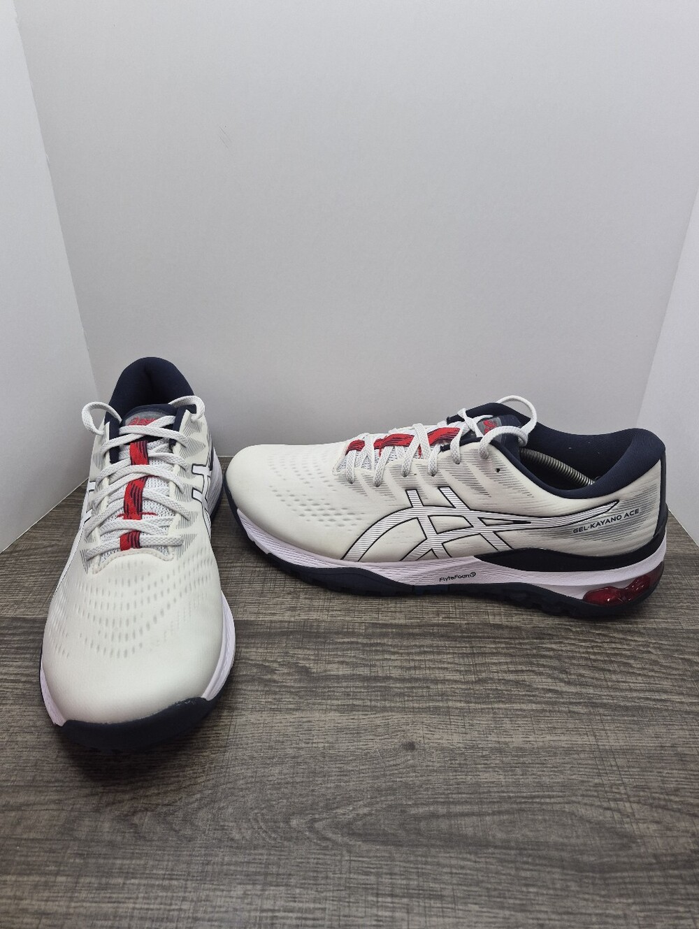 Asics Gel-Kayano Ace Spikeless Golf Sneakers Shoes White Navy Men's Sz 14